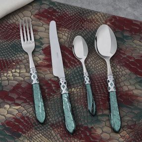 Bugatti Aladdin Chromed Ring Ramage Decorated Colour Cutlery Set