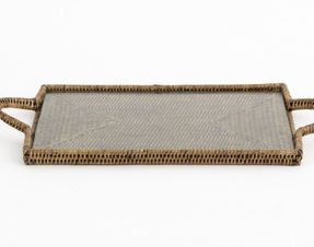 Flamant Togo, Tray, Rectangular, With Glass, Reed