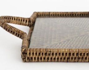 Flamant Togo, Tray, Rectangular, With Glass, Reed