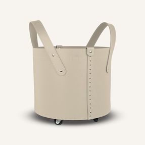 Limac Design Small Firewood Holder In Leather Tonda Mini