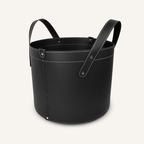 Limac Design Small Firewood Holder In Leather Tonda Mini