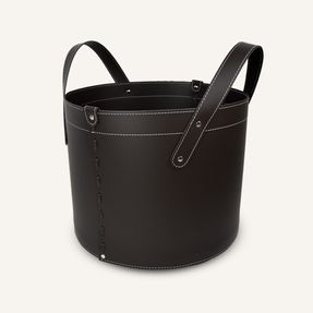 Limac Design Small Firewood Holder In Leather Tonda Mini