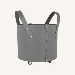 Limac Design Small Firewood Holder In Leather Tonda Mini