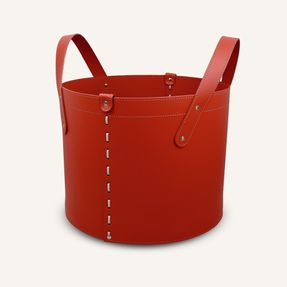 Limac Design Small Firewood Holder In Leather Tonda Mini