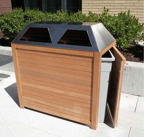 Country Casual Teak Urbana Double-stream Open Lid Receptacle