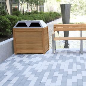 Country Casual Teak Urbana Double-stream Open Lid Receptacle