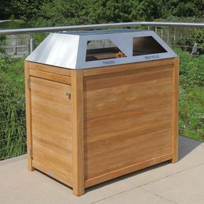 Country Casual Teak Urbana Double-stream Open Lid Receptacle