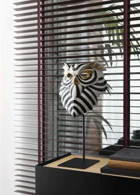 Lladro Owl Mask. Black and Gold