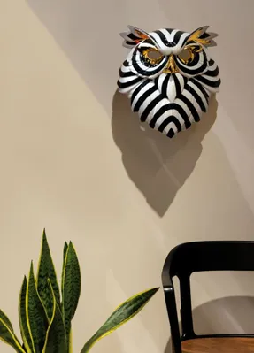 Lladro Owl Mask. Black and Gold