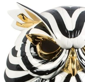 Lladro Owl Mask. Black and Gold