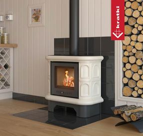 Kratki Tiled Wood Burning Steel Stove Kratki Wk440 Ø 130 5,5 Kw Cream Til