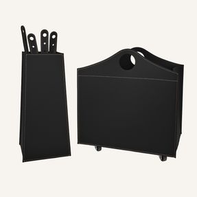 limacdesign Elegant Fireplace Set In Leather Bocad