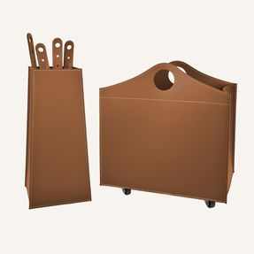 limacdesign Elegant Fireplace Set In Leather Bocad