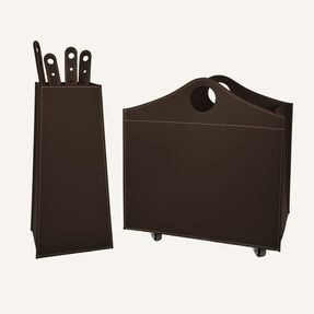 limacdesign Elegant Fireplace Set In Leather Bocad
