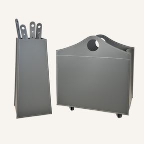limacdesign Elegant Fireplace Set In Leather Bocad