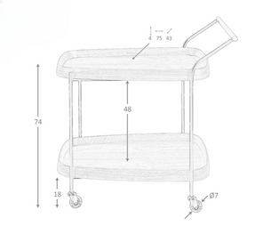 Angel Cerda Walnut Minibar Trolley With Black Steel