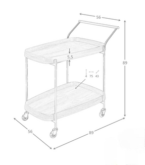 Angel Cerda Walnut Minibar Trolley With Black Steel