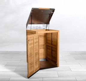 Country Casual Teak Urbana Small Trash Enclosure Outdoor Litter Bins