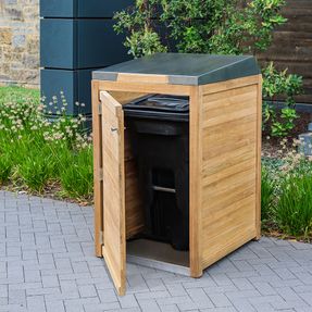 Country Casual Teak Urbana Small Trash Enclosure Outdoor Litter Bins