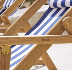 Unopiu Clio Teak Sun Lounger With Stripes Sea Sling