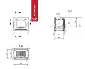 Kratki Freestanding Stove Fireplace Kratki Koza K7 5kw Ø130 Cast Iron Mounting Kit