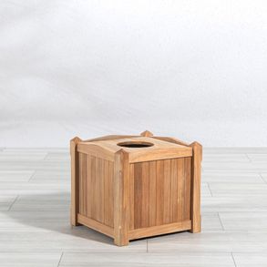Country Casual Teak Pyramid 20 In. Square Receptacle W/ Trash Lid