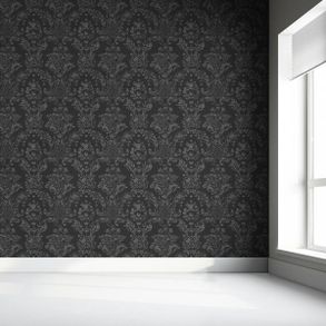 Mineheart New World Damask Wallpaper - Grey & Grey
