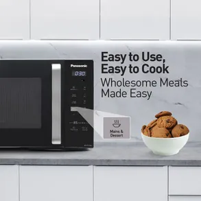 Panasonic 25L Solo Microwave Oven (NN-ST310QBFG, Black, 85 Auto Cook Menus)