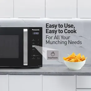 Panasonic 25L Solo Microwave Oven (NN-ST310QBFG, Black, 85 Auto Cook Menus)