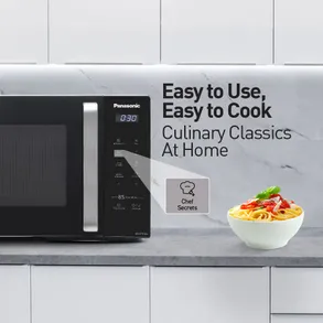 Panasonic 25L Solo Microwave Oven (NN-ST310QBFG, Black, 85 Auto Cook Menus)