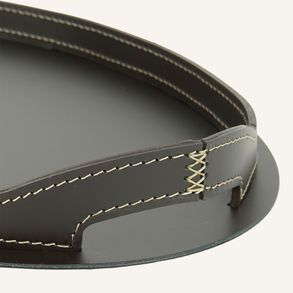 Limacdesign Leather And Steel Oval Tray Tabla