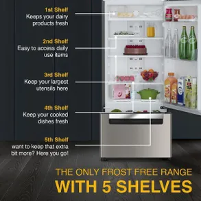 Whirlpool Protton 215l Frost Free Three Door Refrigerator - Radiant Steel