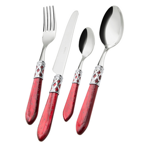 Bugatti Aladdin Chromed Ring Ramage Decorated Colour Cutlery Set