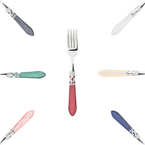 Bugatti Aladdin Chromed Ring Ramage Decorated Colour Cutlery Set