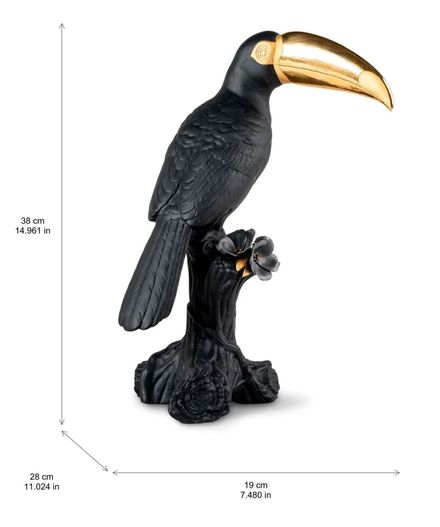 Lladro Toucan Sculpture. Black-gold. Limited Edition