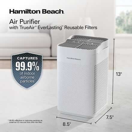 hamiltonbeach Air Purifier with TrueAir® EverLasting™ Reusable Filters