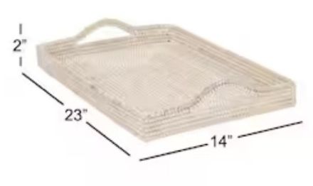 Homedepot Cream Wood Boho Style Tray (Set Of 2)