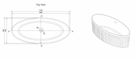 Lusso Jadore I Freestanding Fluted Stone Bath 1700mm