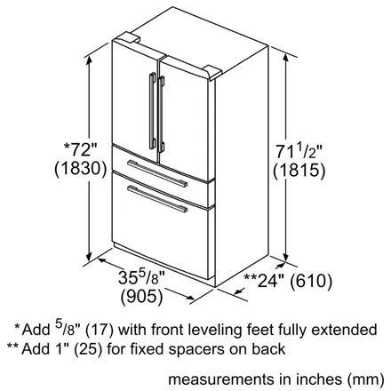 Thermador Professional Freestanding French Door Bottom Mount Refrigerator 36'' Professional Panel Ready, Stainless Steel