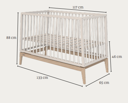 Leander Luna™ Baby Cot, 120x60 cm, Grey