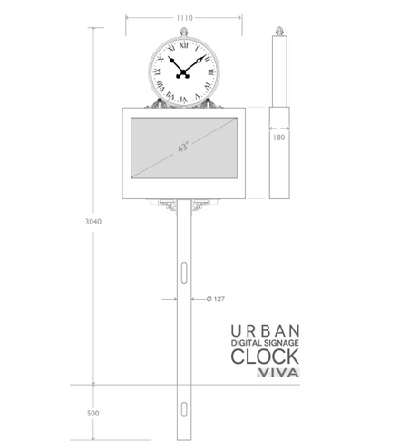 Eurocomitalia Urban Digital Signage Clock with 43'' display