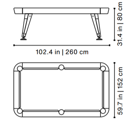 Rs Barcelona Outdoor Pool Table Diagonal