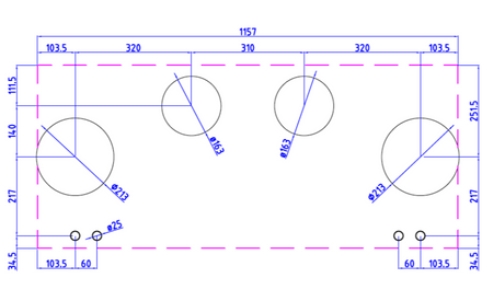 Novy Gas Hob Novy Drum Top 120 cm