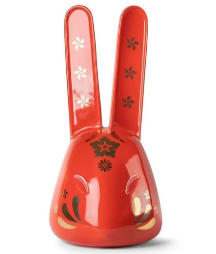 Lladró The Rabbit Sculpture. Red - Gold