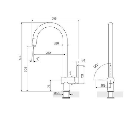 Foster Volta Gun Metal Mixer Tap
