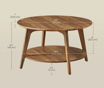 Wayfair Maklena Coffee Table With 2-Tier Storage Shelves