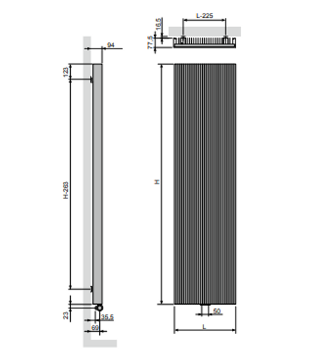 Vasco Zaros  Vertical  V100 Aluminium  Radiator