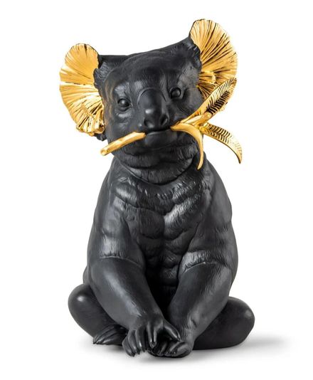 Lladro Koala Sculpture. Black-gold. Limited Edition