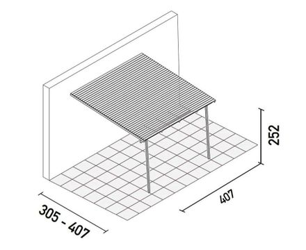 Unopiu Pergola Meridienne Wall-mounted With Louvered Roof