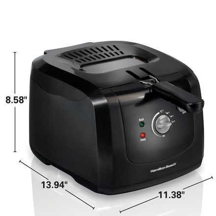 Hamilton Beach Cool-Touch Deep Fryer, 2 Liters/8 Cup Oil Capacity with Basket Hooks